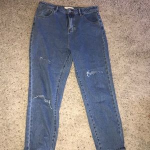 Distressed mom jeans